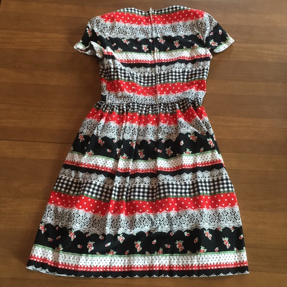 Vintage Modcloth Bea & Dot Holiday Calico Mixed Print Cotton Dress - Picture 12 of 14
